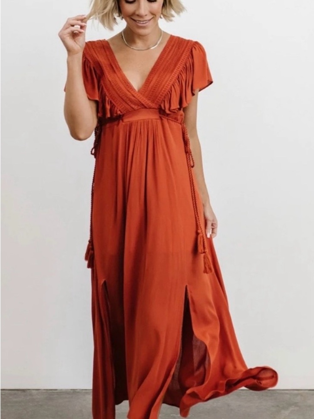 🔥Baltic Born Jennifer Deep V Maxi Dress - Rust